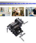 3 Inch Cross Slide Drill Press Vise For Mini Milling Machines And Bench Top Woodworking, compound table clamp with handles