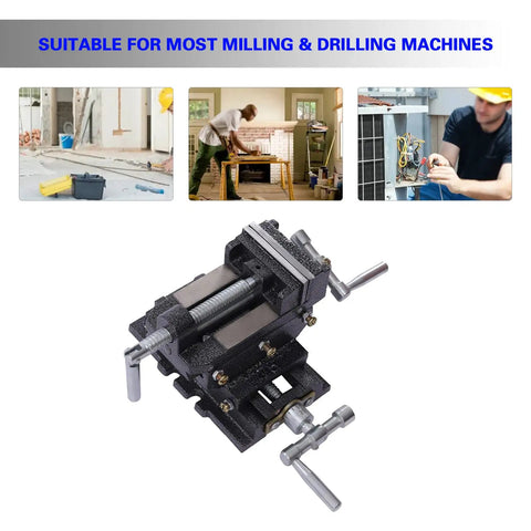 3 Inch Cross Slide Drill Press Vise For Mini Milling Machines And Bench Top Woodworking, compound table clamp with handles