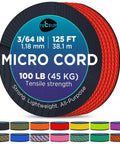 Red Fire Tiny But Mighty Micro Paracord 1.18 mm by 125 ft Slim Utility Cord Lightweight Yet Strong Nylon Polyester