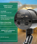 Close-up of control panel on Two Pack Motion Sensor Floodlight Detector With 180 Degree Coverage Adjustable Time And Sensitivity
