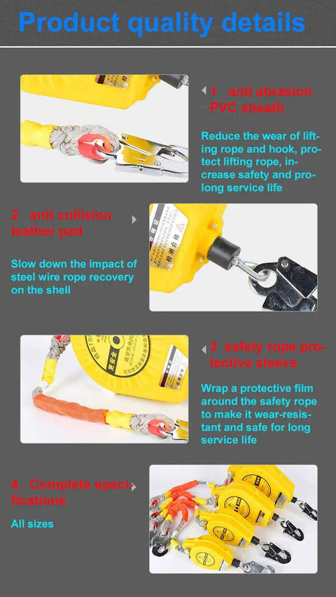 Self Retracting Lifeline For Construction On The Job Site Heavy Duty Fall Protection Yoyo Harness details and features