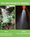 Comparison of rainforest-specific fine mist nozzle and coarse mist particles for reptile in misting irrigation kit for plants