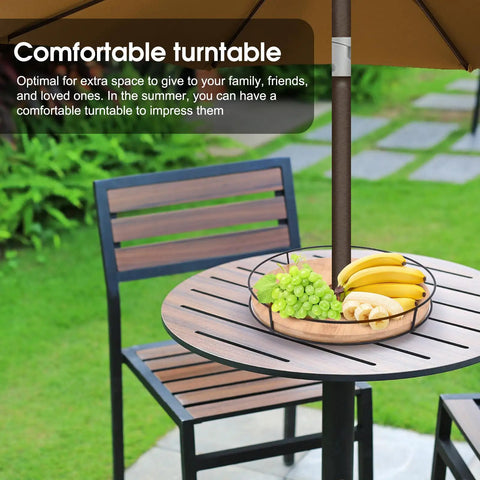 12 Inch Lazy Susan With Umbrella Hole For Outdoor Patio Table No Fuss 360 Degree Rotation Iron Turntable Organizer For Beach Umbrellas Patio Garden And Poolside Dining
