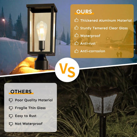 Comparison of Outdoor Post Light Auto On Sensor 120V Aluminum Waterproof Lantern For Garden Yard Patio Pathway with other lights