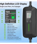 Portable EV Charger Type 2 To Type 1 Cable IEC 62196 2 SAE J1772 Adapter 3.6Kw 16A display showing charging information.