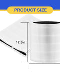 311 HEPA Replacement Filters 3 Pack For Blue Pure 311 Air Purifier with product size dimensions shown