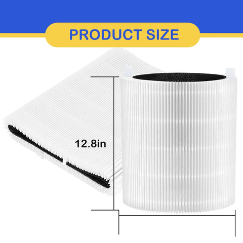 311 HEPA Replacement Filters 3 Pack For Blue Pure 311 Air Purifier with product size dimensions shown
