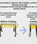 Heavy Duty Conveyor Belt Rollers With 1450 Lbs Load Capacity Adjustable Roller Stands for angle changes before and after folding.