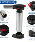 Mini butane torch with ignition button and flame guard, part of Jewelry Soldering Kit With Silver Solder Wire And Butane Torch