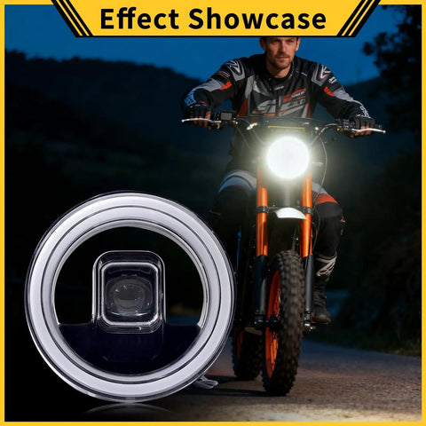 Bike with Ring Shaped Headlight With Built In Horn Control For Electric Bicycles, No Fuss Plug And Play Design, Easy Mounting