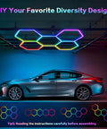 Hexagon LED Garage Lights 240W With Music Sync And 356 Color Modes 24 Pack Bright Honeycomb Panels for diverse home designs