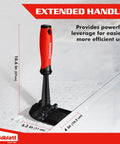 Trim Puller 4 Inch Tile Removal Multi Tool For Pro Grade Easy Home Improvement And Remodeling Projects With A Wide Contact Surface in use showing extended handle