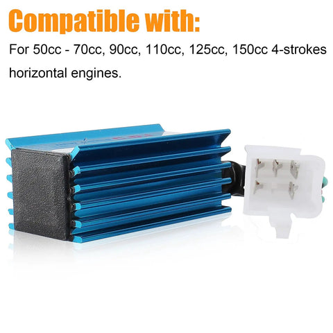 Racing 5 Pin AC CDI Box For GY6 Engines 50cc To 150cc, blue ignition module with 5-pin connector for scooters and ATVs.