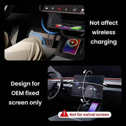 Tesla Model Y Juniper Under Screen Storage Organizer Hideable Center Console Tray For 2025 2026 Model 3 Highland