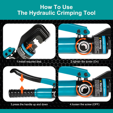 Pro Grade 10 Ton Hydraulic Crimping Tool With 9 Dies For Battery Cables And Wire Rope Crimper installation steps guide