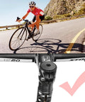 Adjustable 1-1/8 Inch Aluminum Bike Stem Riser Extender with 28.6mm clamp close-up and cyclist on mountain road