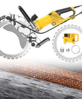 Heavy Duty 8000W Brushless Concrete Ring Saw With Four Premium Blades For Rapid Wall Slotting And A Badass Copper Motor cutting through brick.