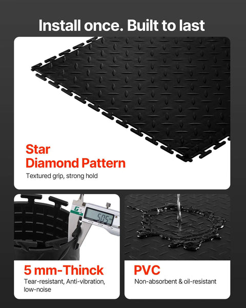 Interlocking Garage Floor Tiles 12 Inch Square 25 Pack Graphite Grey Non Slip Diamond Plate Covering For Basements And Gyms