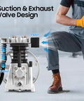3HP Air Compressor Pump Head With Rugged Build and High Flow 66 CFM Suction and Exhaust Valve Design