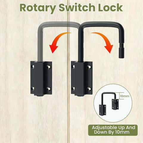4 Inch U Bolt Door Loop Lock Heavy Duty Security Latch Black Anti Theft Privacy Bolt showing rotary switch lock mechanism