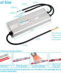 Rugged Waterproof LED Driver 24V 1600W Power Supply IP67 DC Output For Outdoor Lighting, Silent Operation 90 130V AC Input 50 60Hz 91 Percent Efficient LED Power Supply, silver finned корпус with wires