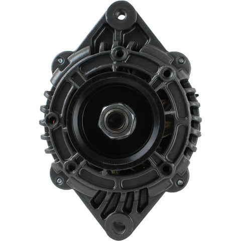 Front view of alternator replacement for Pleasurecraft marine inboard sterndrive 95 amp 12V with 6 groove pulley fits 2003 to 2007 5L engines