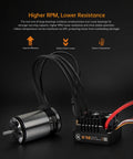 Sensored Brushless Motor And E10 ESC Combo For RC Cars, Two To Four S LiPo Ready, IP67 Waterproof, black background
