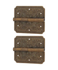 Antique Brass Hinge For Cabinets And Furniture Vintage Engraved Pattern Butt Hinges Rustic Kitchen Cupboard Hardware