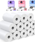 12 Roll Thermal Printing Paper Refills For Instant Print Cameras, 56 Mm Wide BPA Free Photo Paper, Each Roll Prints About 60 Pictures, Compatible With Most Kid Instant Cameras, Easy Replacement For Fun Family Photo Moments, stacked white rolls