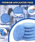 Six Pack 5 Inch Car Wax Applicator Pads, round foam and microfiber buffing pads with absorbent material and precision stitching