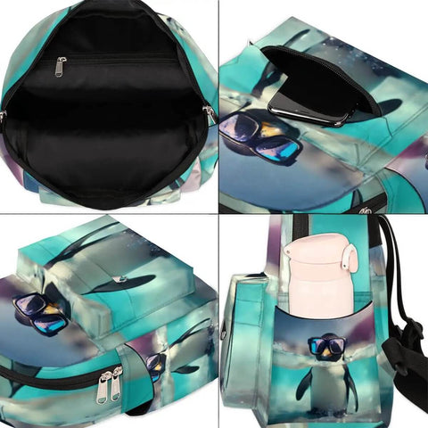 Mini Backpack Purse For Women Multi Functional Go To Everyday Daypack With Adjustable Straps Soft Shoulder Bag featuring penguin print