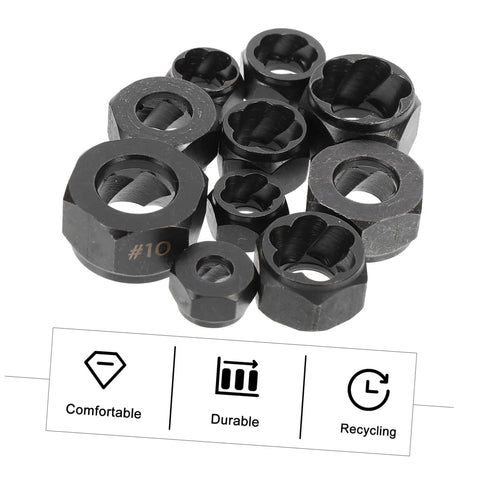 10-Piece Broken Nut Remover Set And Bolt Extractor Tools For Stubborn Nuts And Rusty Bolts Hex Socket Extractor