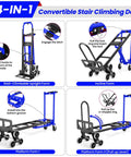 4 In 1 Hand Truck Dolly Heavy Duty Industrial Convertible With 1000 Lbs Capacity for stair climbing shown in various forms