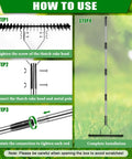 Instructions for assembling Thatch Rake For Lawns With 21 Curved Steel Tines And A 64 Inch Adjustable Handle Heavy Duty Dethatcher Rake