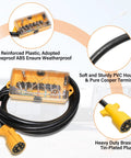 Heavy Duty 7 Way Inline Trailer Wiring Harness With 8 Foot Cord And 7 Terminal Junction Box Featuring Clear Waterproof Cover For RV Camper Trailer Lights Built For The Long Haul with reinforced plastic.