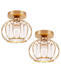 Two Pack Gold Semi Flush Mount Ceiling Lights With E26 Socket Crystal Chandeliers That Pop For Hallways And Entryways