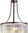 3 Light Crystal Pendant Lighting In Oil Rubbed Bronze Round Farmhouse Chandelier With Sleek Modern Industrial Flair 16.75 Inch Diameter 72 Inch Adjustable Chain Ceiling Fixture For Bedroom Foyer Dining Room Living Room