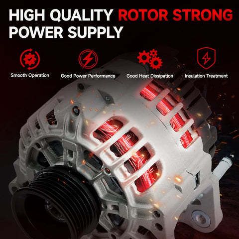 Beefed-Up Replacement Alternator For Hyundai Accent 2000-2005 Compatible With 3342589 And 11011, rotor strong, power supply