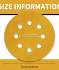 5 Inch 220 Grit Hook And Loop Sanding Discs 8 Hole Dustless Random Orbit Sandpaper with size information