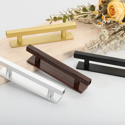 Four Pack Self Stick Push Pull Cabinet Door Handles No Drill Adhesive 6 Inch Rectangle Stick On Pull Handles For Kitchen Cabinets Windows Closets Wardrobes Gold Finish No Fuss Grab And Go, 4 gold handles