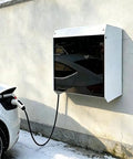 Hella Durable Universal Outdoor EV Charger Cover With All Season Weatherproof Magnetic Protector For Electric Vehicle Plug on wall under snow.