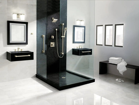 Modern bathroom with 90 Degree Chrome Posi Temp Tub And Shower Valve Trim Kit For Posi Temp Valve 2510 2520 2570 2590 With Mirror Like Finish TS2711 Easy Install Quick Setup Today