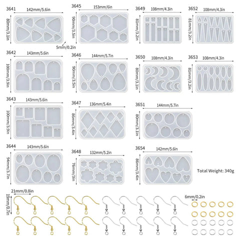 54 Pcs Epoxy Resin Jewelry Molds For Beginners, Complete Silicone Casting Set For Earrings Pendants And Keychains, No Stress Boho Craft Supplies For Your Next Straight Fire Diy Project