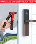 Using Pop Rivet Gun Kit With 200 Blind Rivets, Upgraded Manual Single Hand Riveter on door lock for DIY projects