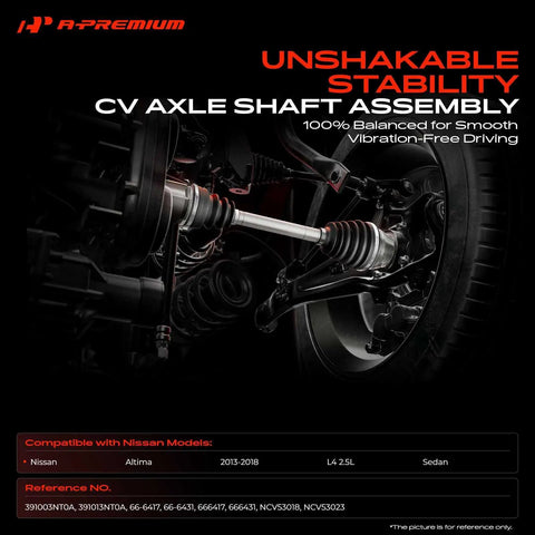 Front CV Axle Shaft Assembly Set For Nissan Altima 2013 2014 2015 2016 2017 2018 2.5L L4 Sedan Left And Right With ABS Ring Included Premium Replacement Beefed Up Direct Fit High Quality Drivetrain Parts., front CV axle assembly under Nissan Altima wheel