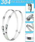 Six Pack Of 8 Inch Stainless Steel Hose Clamps Adjustable Worm Gear Drive Designed For Fuel Lines And Dryer Vents Durable 304
