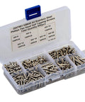 500 Piece M3 Stainless Steel 304 Self Tapping Screws Pan Head Design in a plastic organizer box for quick use
