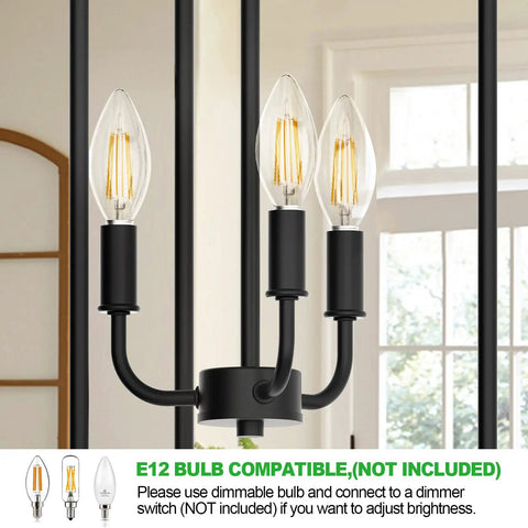 Cozy Farmhouse Black 3 Light Chandelier Pendant Lighting With Open Frame Design For Dining Room Kitchen Island Foyer And Entryway Matte Black Rustic Hanging Light Fixture With Modern Country Vibe