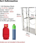 Heavy Duty 304 Stainless Steel Gas Cylinder Rack for 8-10 L Tanks with dimensions and diagram