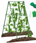 Foldable A Frame Garden Trellis For Cucumber Beans And Vines In Raised Beds Yard Ready Outdoor Green 15x47 Inches with stakes and net